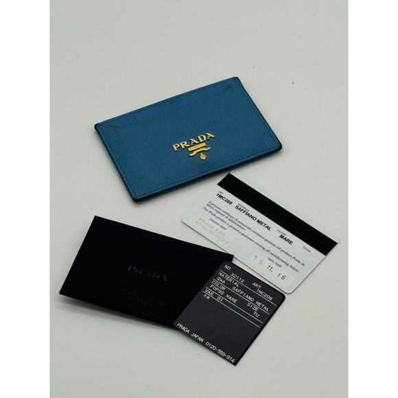 Prada Blue Saffiano Leather Card Holder w/ COA - Picture 5 of 8